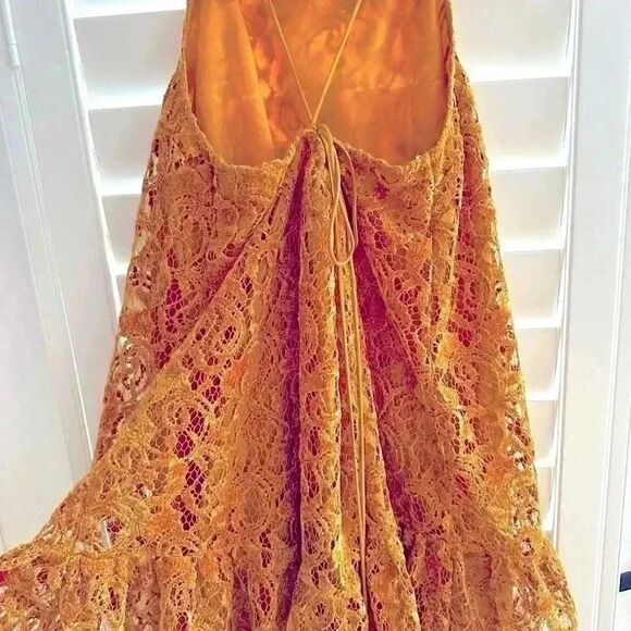 Festival dress velvet & lace. Cris cross back spaghetti straps. - Picture 2 of 7